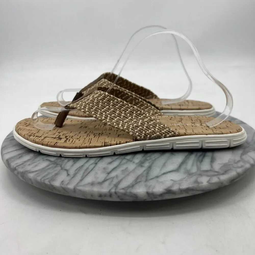 Pete Huntington Flip Flop Mens 10 Thong Sandals Woven Strap Cork Footbed New